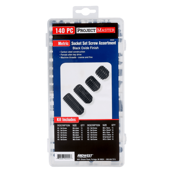 ProjectMaster Metric Socket Set Screw 140pc Kit