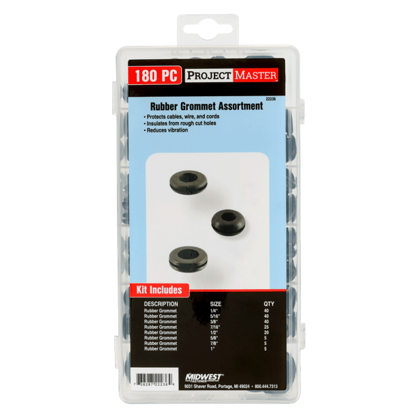 ProjectMaster Rubber Grommet 180pc Kit