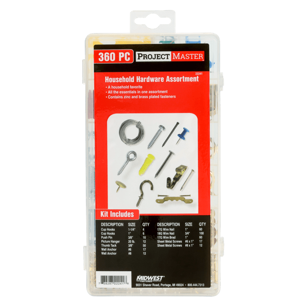 ProjectMaster Assorted Household Hardware 360pc Kit