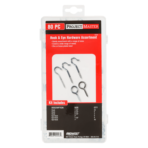 ProjectMaster Large Hook & Eye Hardware 80pc Kit