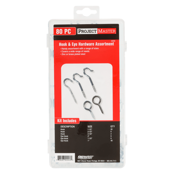 ProjectMaster Large Hook & Eye Hardware 80pc Kit