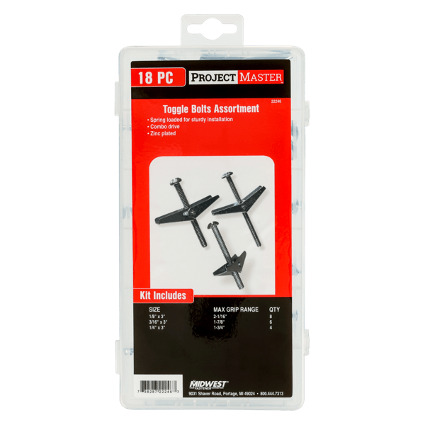 ProjectMaster Spring Toggle Bolt 18pc Kit