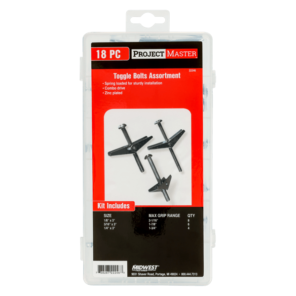 ProjectMaster Spring Toggle Bolt 18pc Kit