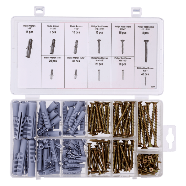 ProjectMaster Plastic Anchors & Screws 206pc Kit
