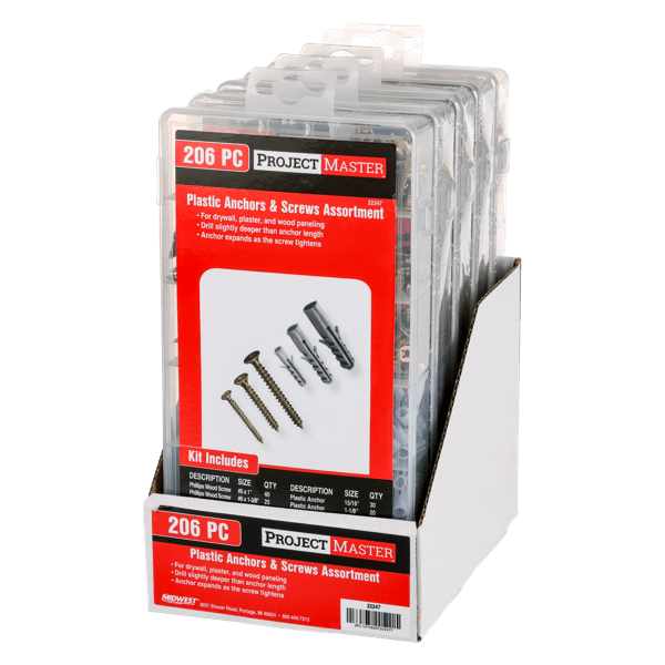 ProjectMaster Plastic Anchors & Screws 206pc Kit