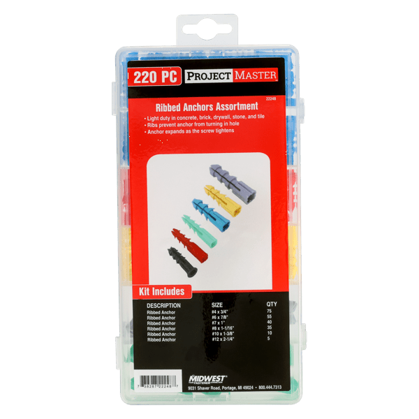 ProjectMaster Ribbed Anchor 220pc Kit