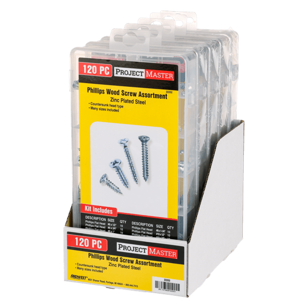 ProjectMaster Phillips Wood Screw 120pc Kit