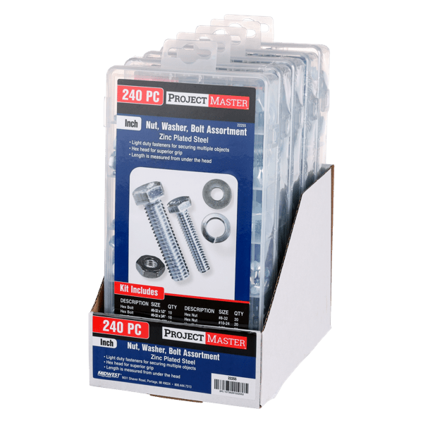 ProjectMaster Inch Nut, Washer, Bolt 240pc Kit