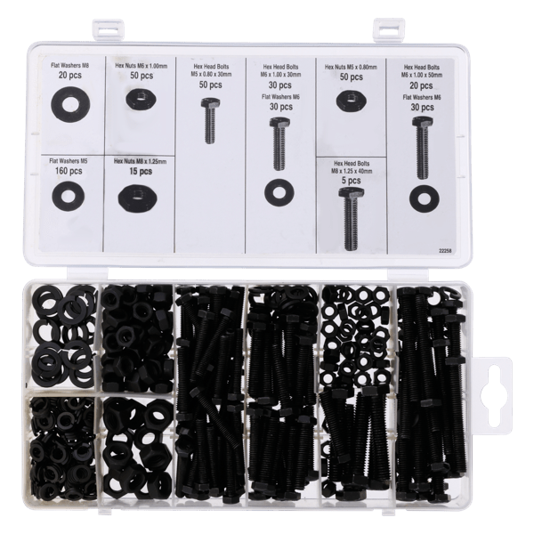 ProjectMaster Metric Black Nut, Washer, Washer, Bolt 460pc Kit