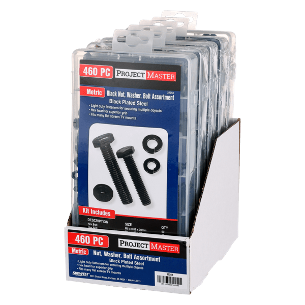 ProjectMaster Metric Black Nut, Washer, Washer, Bolt 460pc Kit