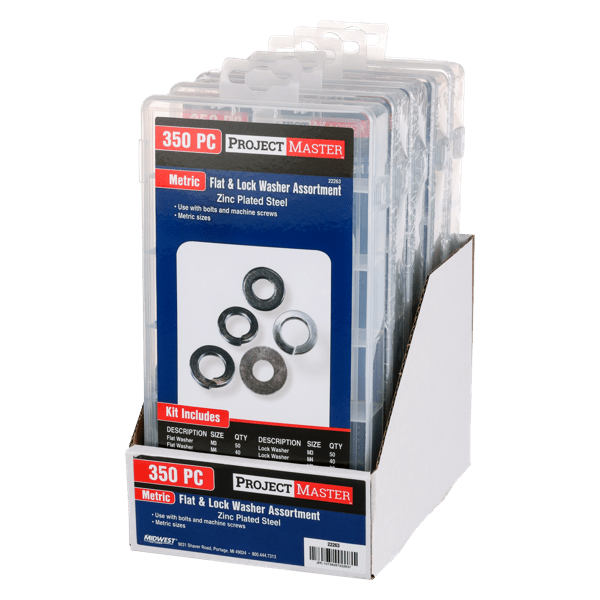 ProjectMaster Metric Flat & Lock Washer 350pc Kit