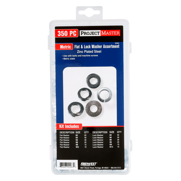 ProjectMaster Metric Flat & Lock Washer 350pc Kit