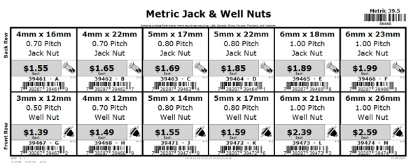 3mm thru 6mm Jack & Well Nut Assortment