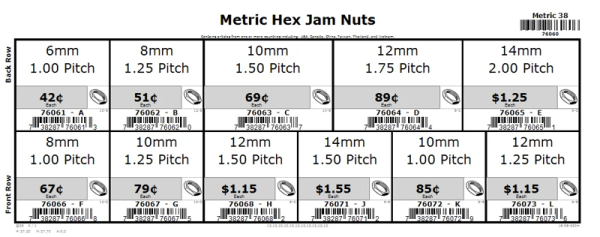 6mm thru 12mm Metric Hex Jam Nut Assortment