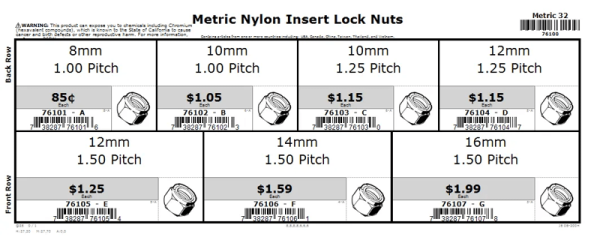 8mm thru 16mm Nylon Insert Lock Nut Assortment