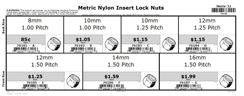 8mm thru 16mm Nylon Insert Lock Nut Assortment