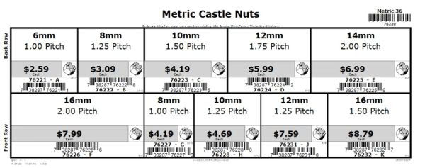 6mm thru 16mm Metric Castle Nut Assortment