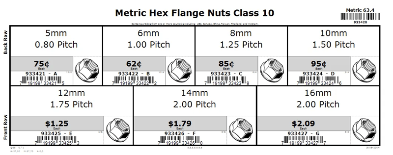 6mm thru 16mm Metric Hex Flange Nut 10 Assortment