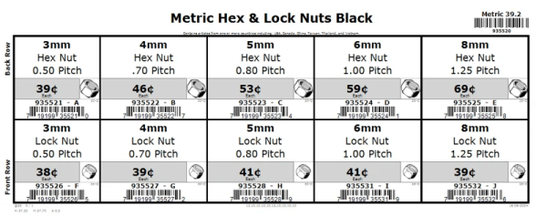 3mm thru 8mm Hex & Lock Nut Black Assortment