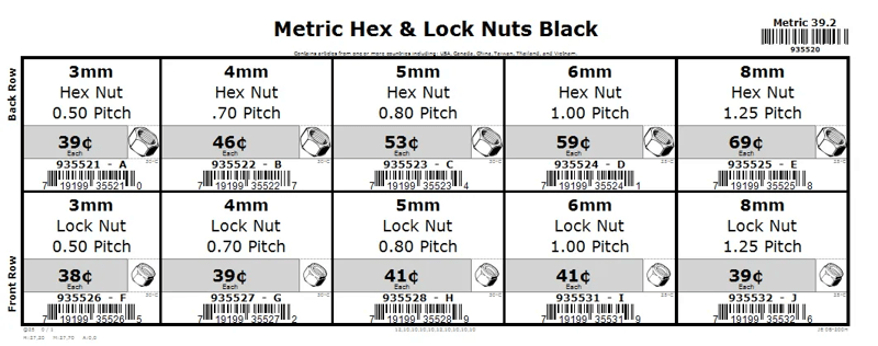 3mm thru 8mm Hex & Lock Nut Black Assortment