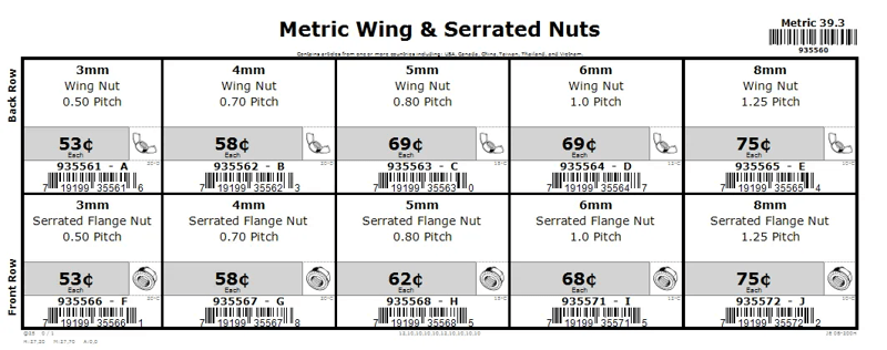 3mm thru 8mm Wing & Serrated Nut Assortment