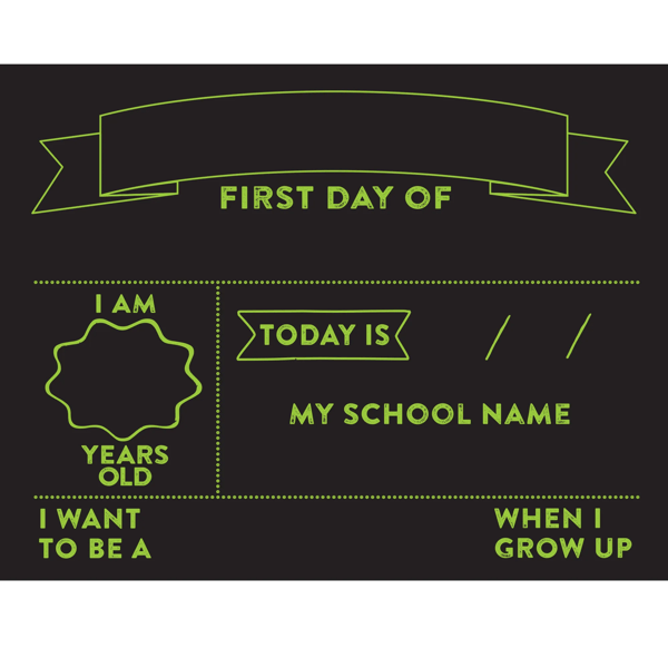 Chalk Sign First Day Grn