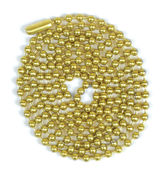 Beaded Chain,#6 Brass,3' W/Conn